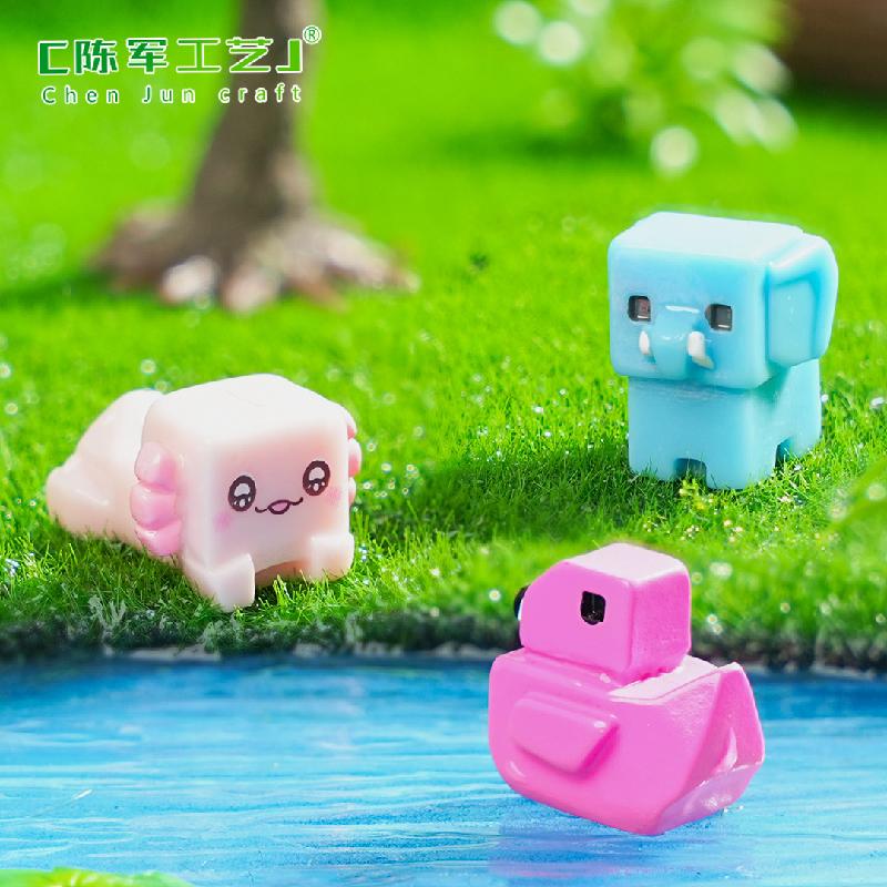 跨境外贸微景观创意方块火烈鸟青蛙动物 DIY装饰品配件迷你小摆件
