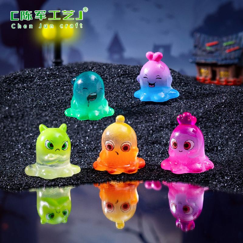 跨境新品微景观创意夜光彩虹怪兽萌粒 DIY装饰品挂配件迷你小摆件