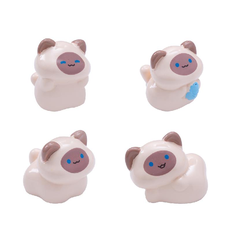 微景观创意活泼暹罗猫公仔娃屋 DIY装饰品配件迷你车载桌面小摆件