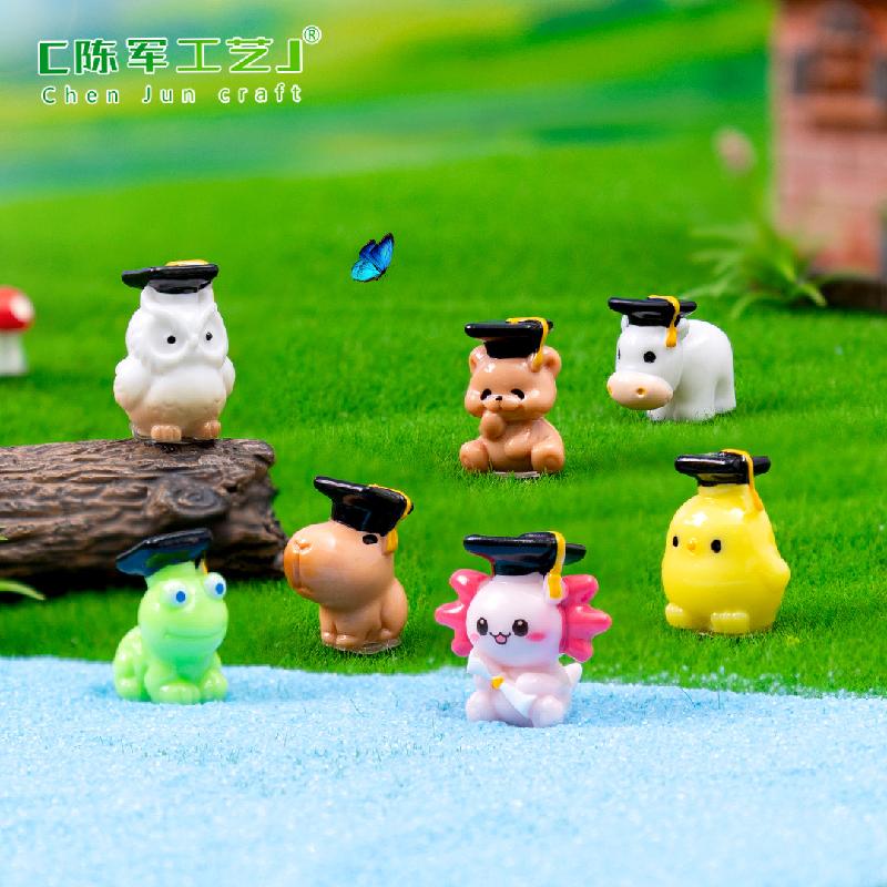 微景观博士青蛙猫头鹰博士帽园艺造景 DIY装饰品挂配件迷你小摆件
