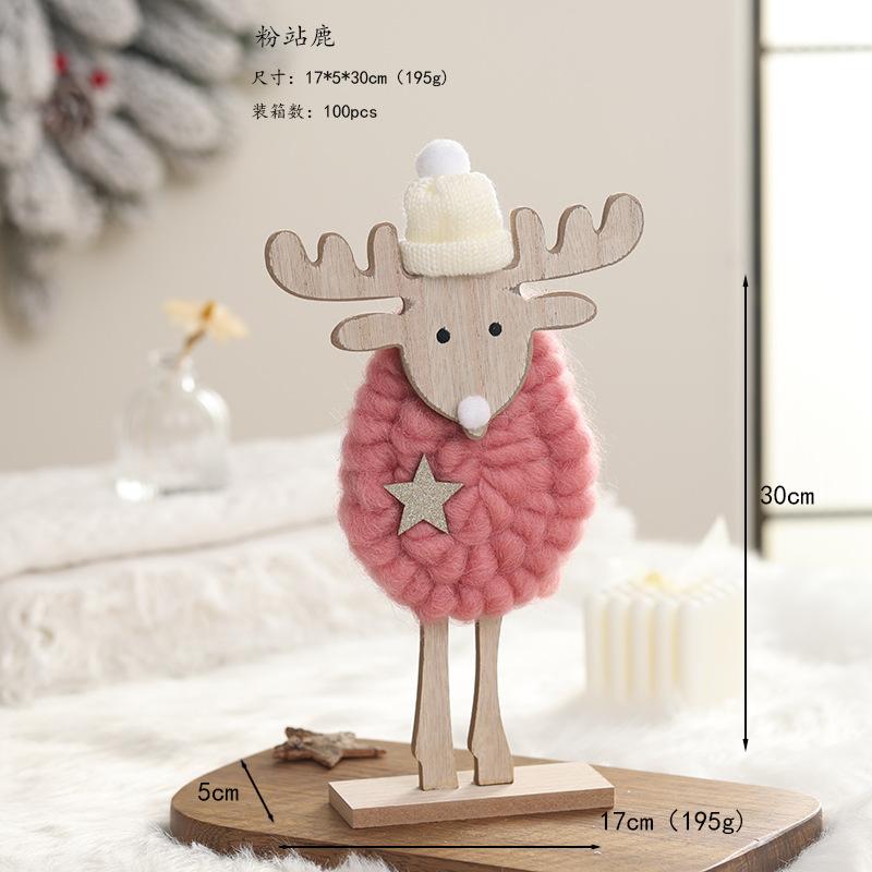 Đồ trang trí Giáng Sinh phong cách Bắc Âu - gỗ và len, bao gồm tuần lộc, ông già Noel, cây thông. Hoàn hảo cho trang trí bàn và không gian Giáng Sinh.