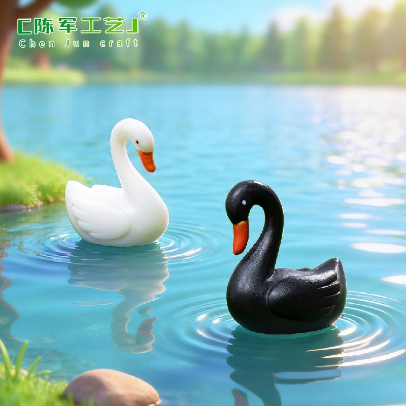 Tiểu cảnh thiên nga đen trắng mini trang trí bàn làm việc DIY (ZC-1310)
