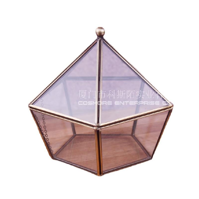 DG-225 Hộp đồ trang sức kính chứa, hộp nhẫn cưới, phòng hoa cổ điển mở năm mặt kính