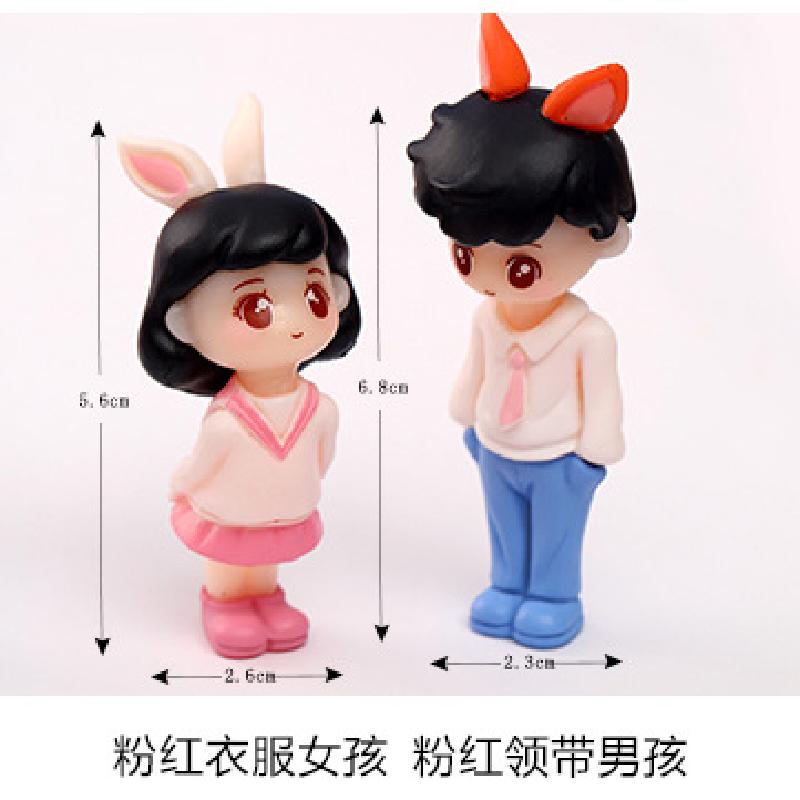 Tiểu cảnh đôi tai thỏ mini trang trí bánh và chậu cây (ZC-1163)