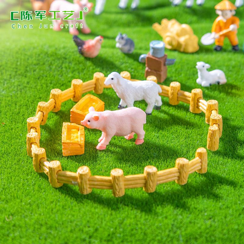 微景观创意田园小牛小羊农夫农场造景 DIY装饰配件迷你微缩小摆件