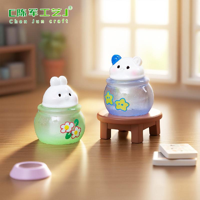 微景观创意小小兔子动物冰杯仿真食玩 DIY装饰配件迷你桌面小摆件