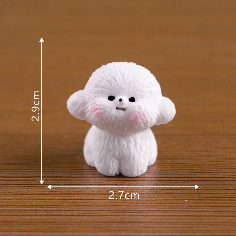 微景观创意可爱白色小狗摇粒绒娃娃屋 DIY装饰配件迷你桌面小摆件