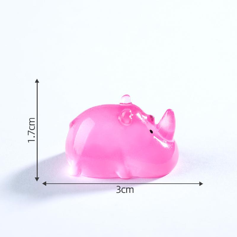 跨境新品微景观创意夜光小犀牛公仔动物 DIY装饰品配件迷你小摆件