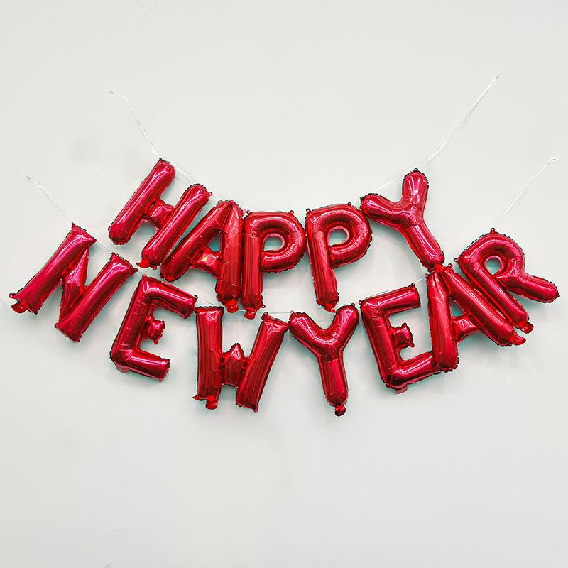 Bóng bay nhôm chữ cái "Happy New Year" 16 inch cho Tết 2025 - trang trí không gian tiệc và sự kiện. Lý tưởng cho bữa tiệc đếm ngược và trang trí lễ hội.