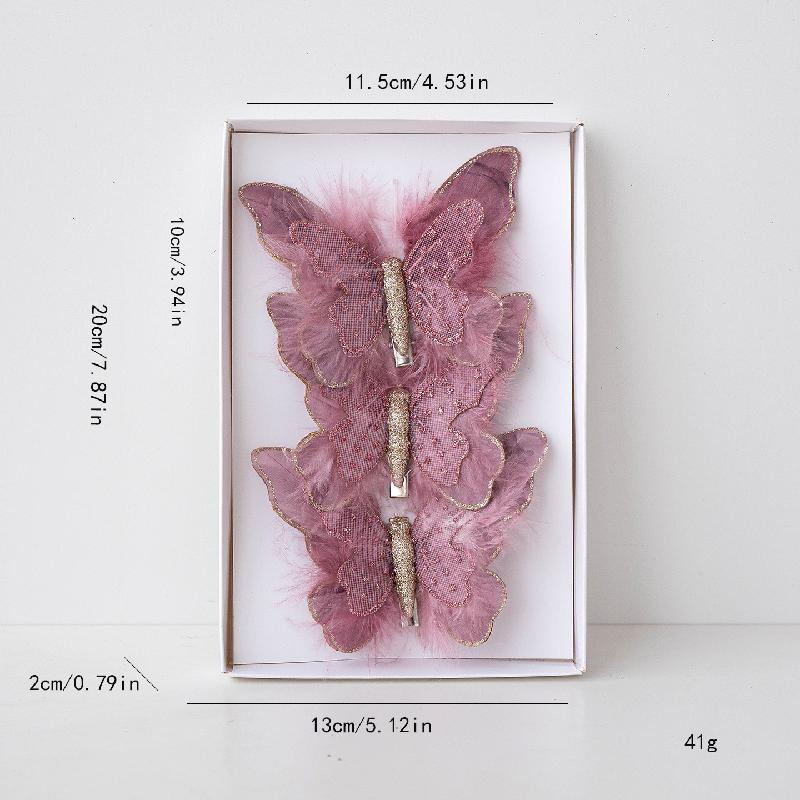 Trang trí Giáng Sinh hình bướm hai lớp kim tuyến, phụ kiện cây thông Noel, đồ treo Noel đẹp và sang trọng