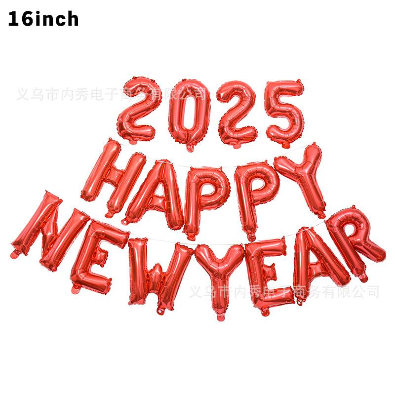 Bóng bay nhôm chữ cái "Happy New Year" 16 inch cho Tết 2025 - trang trí không gian tiệc và sự kiện. Lý tưởng cho bữa tiệc đếm ngược và trang trí lễ hội.