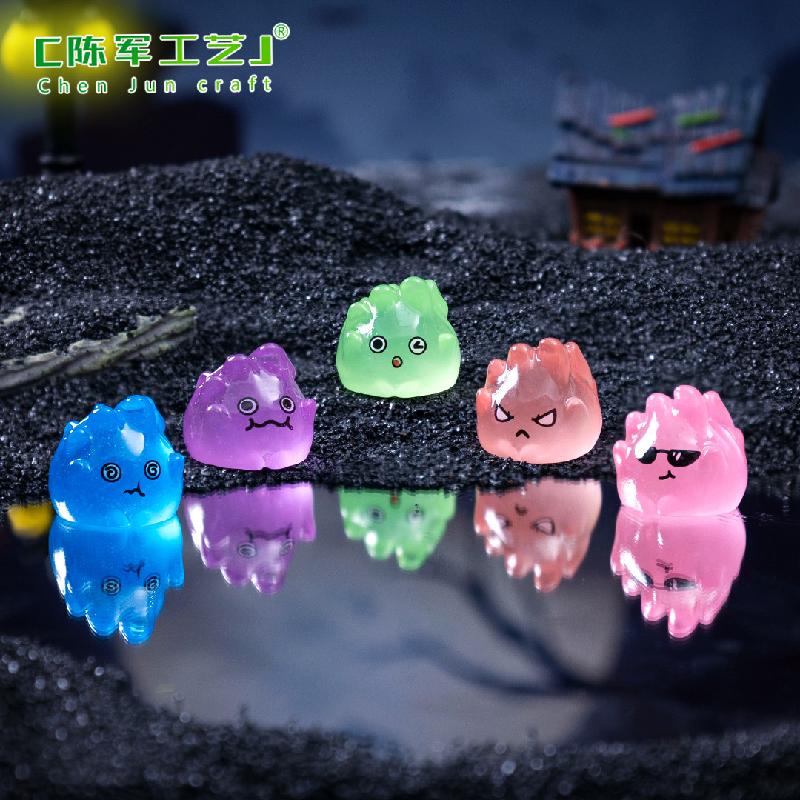 跨境微景观创意夜光万圣节小火苗萌粒 DIY装饰品挂配件迷你小摆件