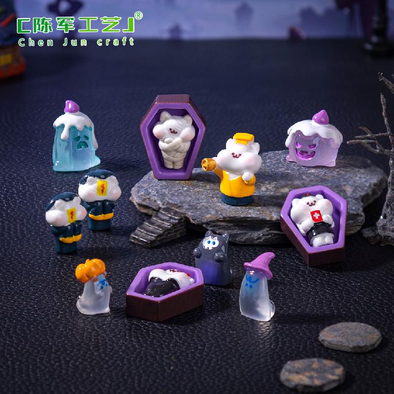 跨境新品微景观棺材僵尸萌粒万圣节造景 DIY装饰品配件迷你小摆件