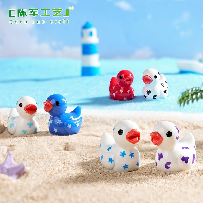 外贸新品微景观创意国旗星星卡通小鸭子 DIY装饰品迷你树脂小摆件
