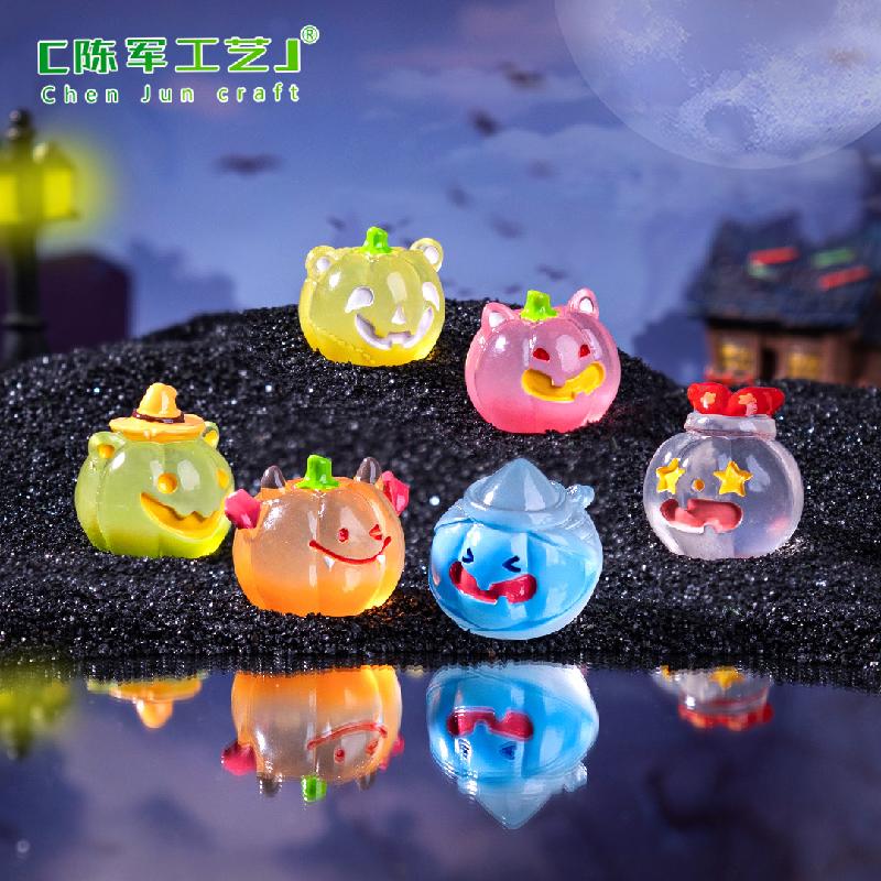 跨境微景观创意夜光万圣节小南瓜萌粒 DIY装饰品挂配件迷你小摆件