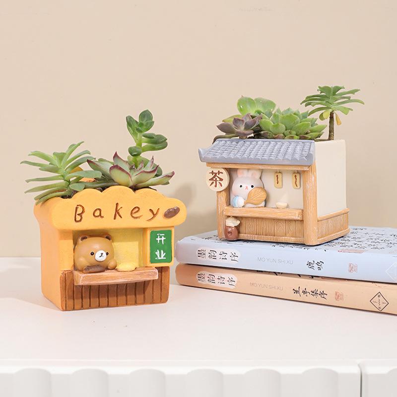 Chậu cây mọng nước hình trứng hoạt hình mặt lười resin, chậu mini để bàn, đồ trang trí vui nhộn (RG-189)