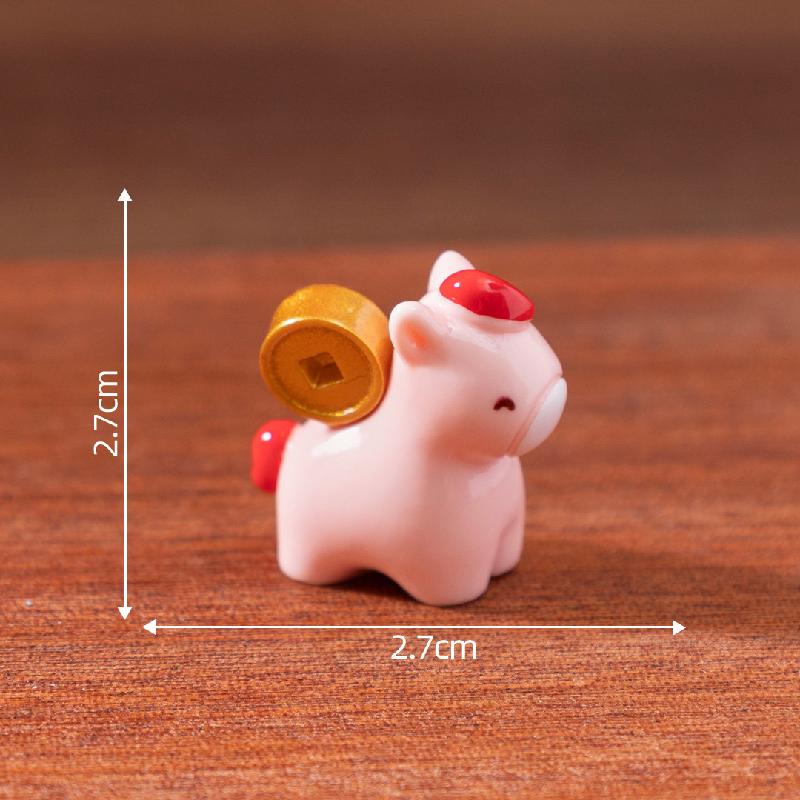 微景观马年新年发财如意小马公仔 娃屋DIY装饰配件迷你桌面小摆件