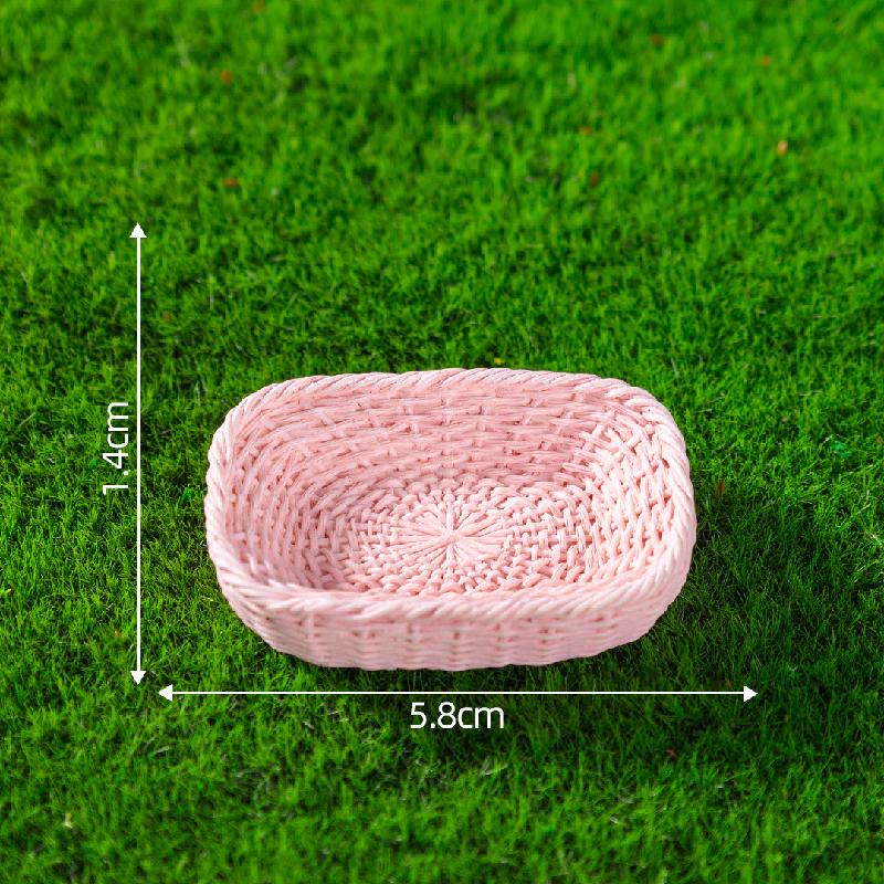 微景观创意仿真竹编篮子竹筐模型造景 DIY装饰配件微缩迷你小摆件