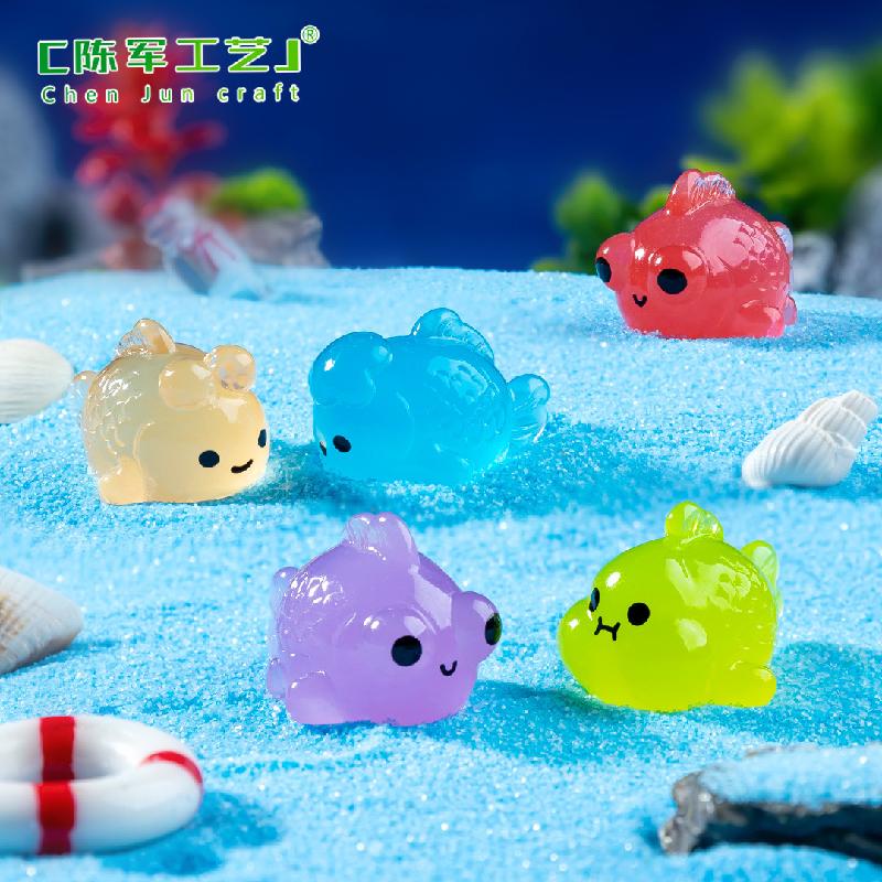 微景观夜光创意夜光小金鱼萌粒鱼缸造景 DIY装饰品配件迷你小摆件