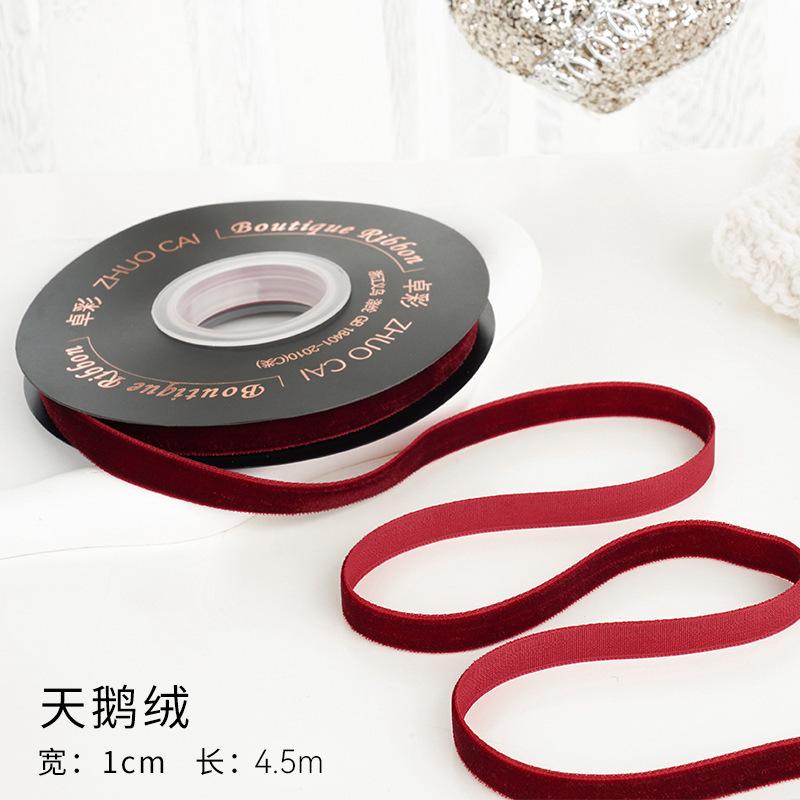 Ruy băng đỏ rượu vang, dây lụa nhung cao cấp, gói quà, buộc hoa, trang trí Noel sang trọng và tinh tế