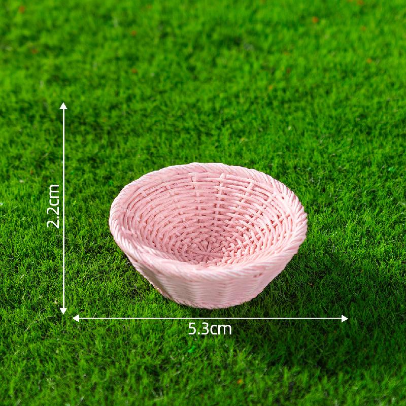 微景观创意仿真竹编篮子竹筐模型造景 DIY装饰配件微缩迷你小摆件