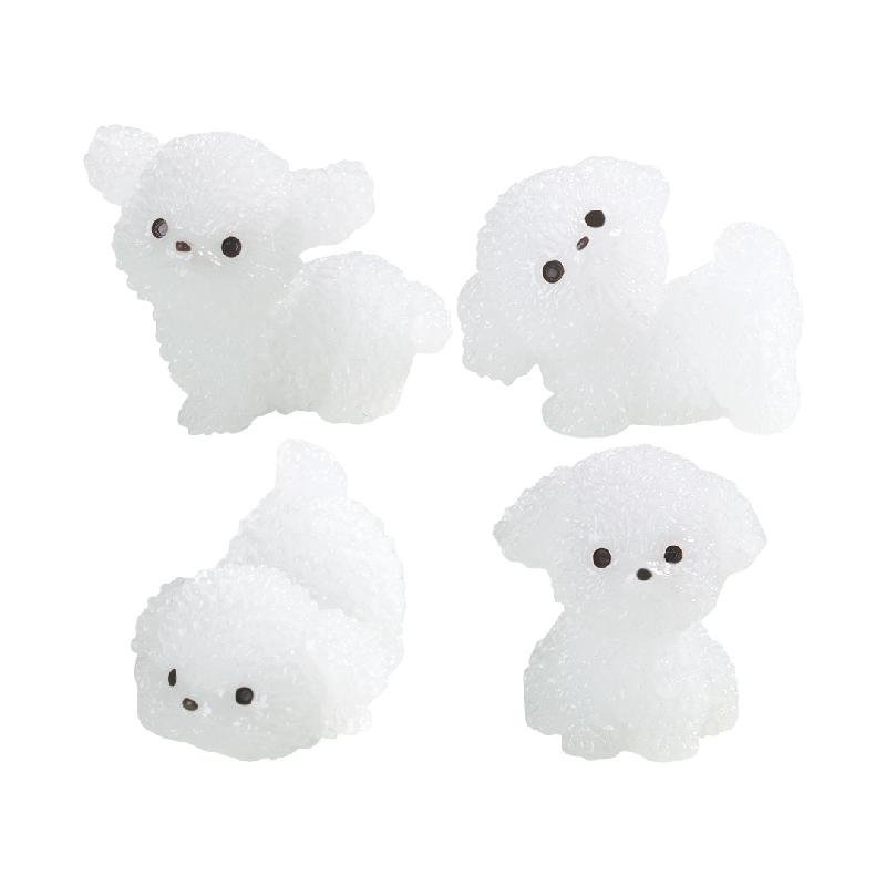 微景观创意夜光卷毛小狗公仔园艺造景 DIY装饰配件迷你桌面小摆件