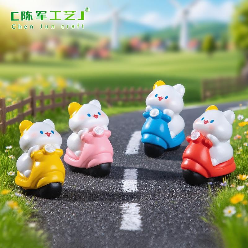 Tiểu cảnh mèo đi xe đạp, búp bê DIY, phụ kiện treo xe hơi tiểu cảnh mini (ZC-599)