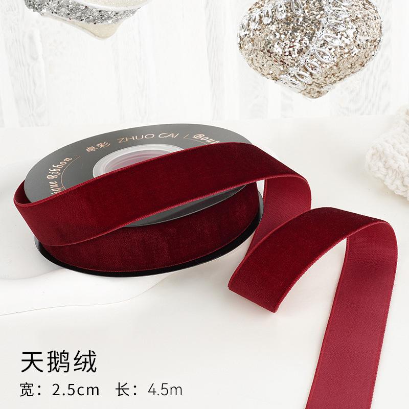 Ruy băng đỏ rượu vang, dây lụa nhung cao cấp, gói quà, buộc hoa, trang trí Noel sang trọng và tinh tế