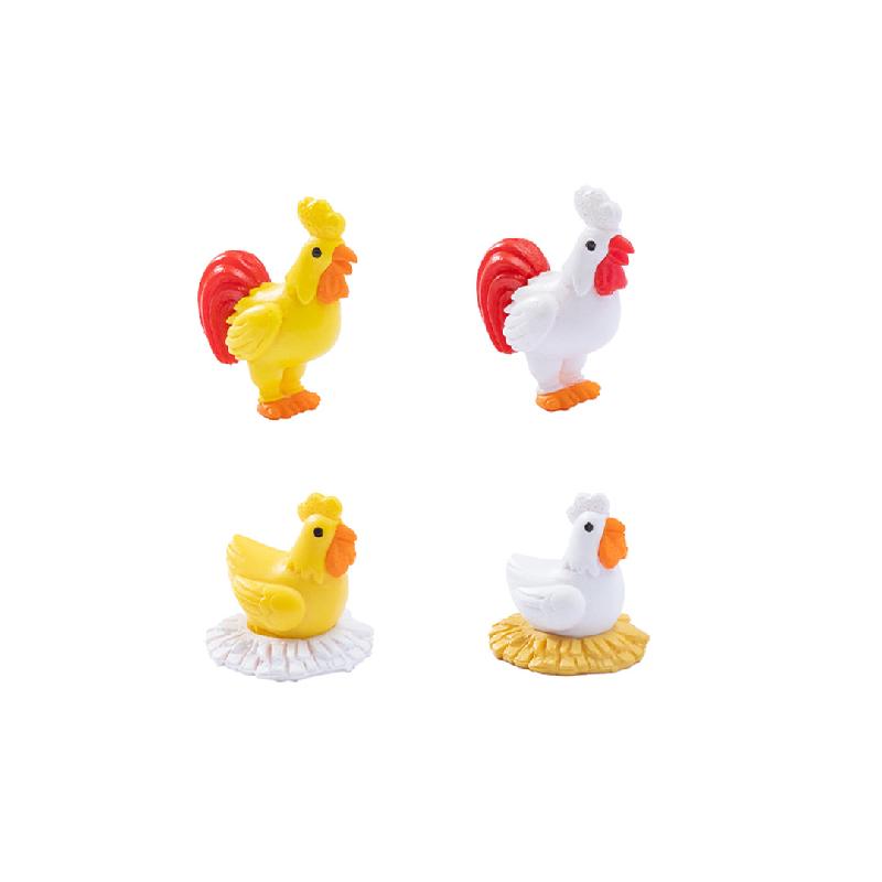 Tiểu cảnh gia đình gà mini PVC trang trí chậu cây DIY (ZC-953)