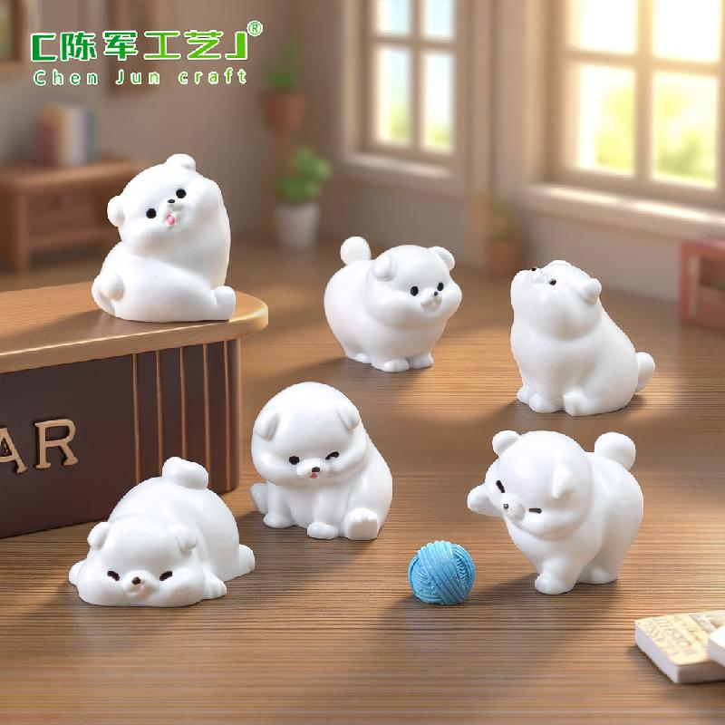 微景观创意可爱胖胖小白狗萌粒公仔 DIY装饰品配件迷你桌面小摆件