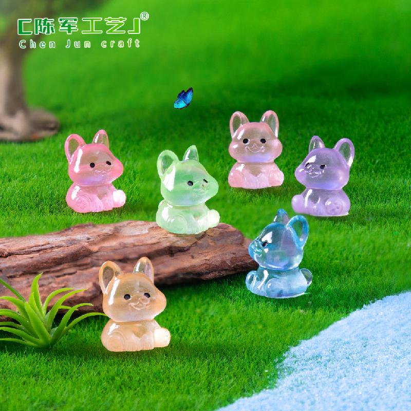 跨境新品微景观可爱夜光哈巴狗公仔园艺造景 diy装饰品配件小摆件