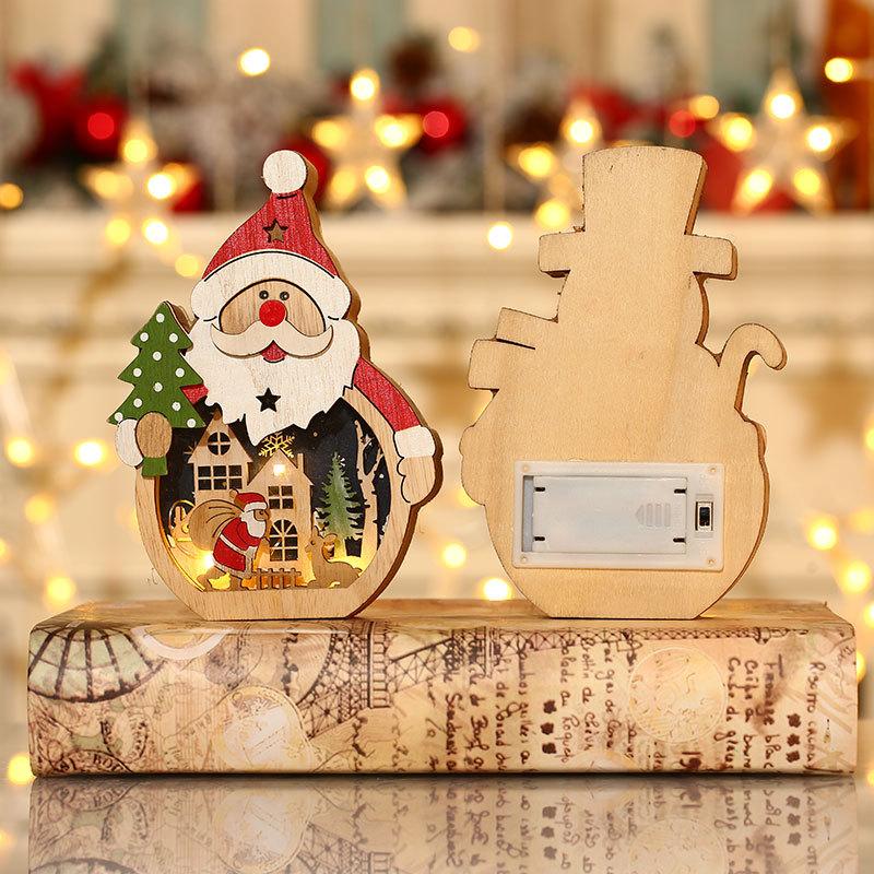 Sản phẩm mới: Đồ trang trí Giáng Sinh LED phát sáng, Santa gỗ, lý tưởng cho trang trí cây thông Noel và khách sạn.