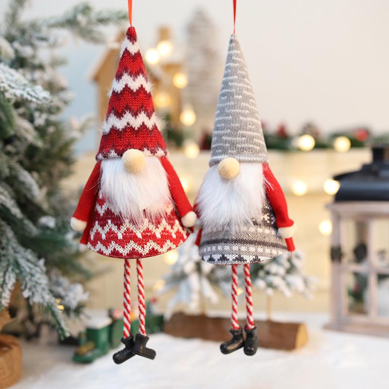 Đồ trang trí Giáng Sinh mới: mô hình ông già Noel không mặt, búp bê đan, móc treo trang trí.