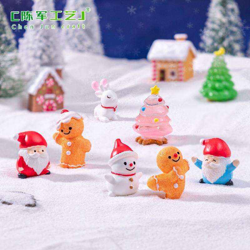 跨境外贸微景观创意圣诞老人小鹿DIY装饰品挂配件迷你桌面小摆件