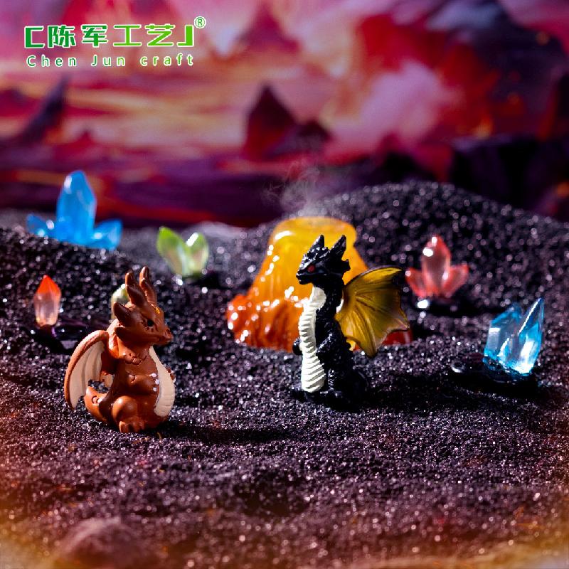 跨境外贸微景观创意夜光水晶喷火龙公仔 DIY装饰品配件迷你小摆件