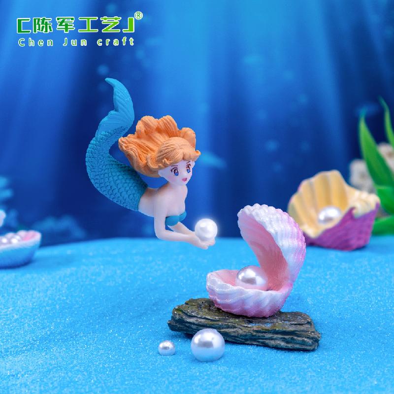 微景观创意礁石美人鱼鱼缸水族造景 DIY装饰配件PVC微缩场景小摆