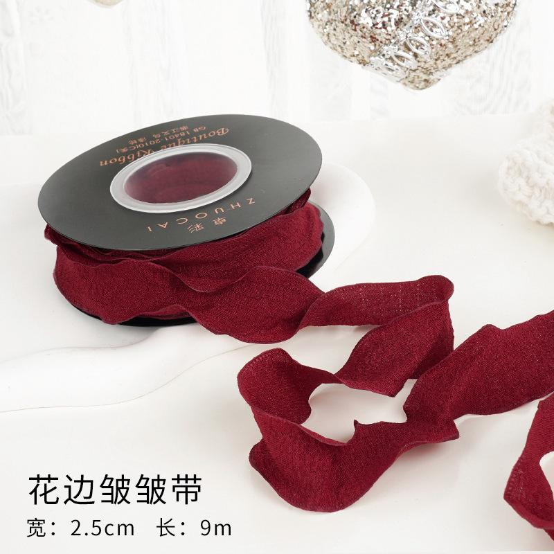 Ruy băng đỏ rượu vang, dây lụa nhung cao cấp, gói quà, buộc hoa, trang trí Noel sang trọng và tinh tế