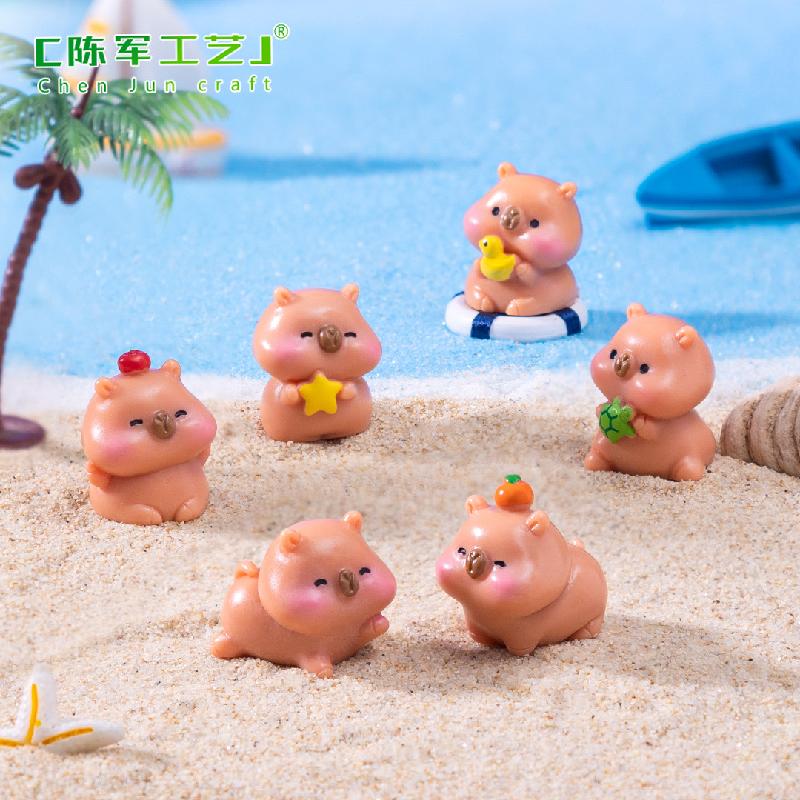 微景观创意简单卡皮巴拉公仔 DIY装饰品挂配件迷你车载桌面小摆件