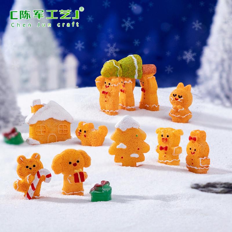 微景观创意圣诞姜饼人小动物公仔 DIY装饰品挂配件迷你桌面小摆件
