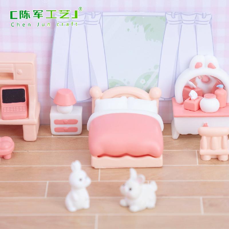 微景观创意可爱粉色卧室娃娃屋 DIY装饰品配件迷你微缩模型小摆件