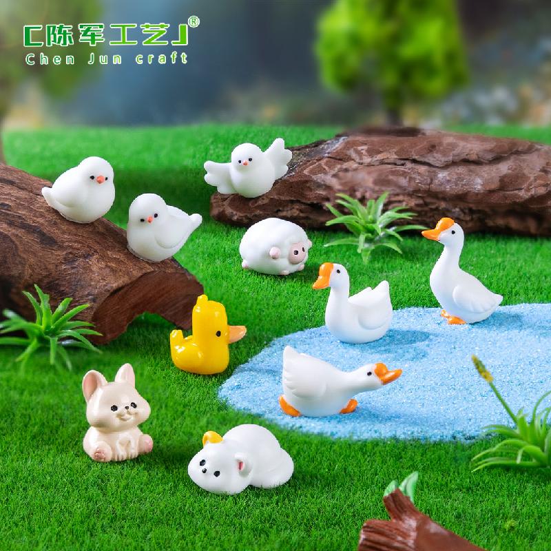 微景观创意可爱动物小猫咪小黄鸭公仔 DIY装饰品挂配件迷你小摆件