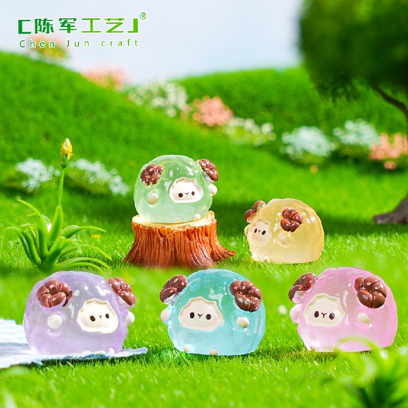 跨境微景观创意夜光小绵羊园艺造景 DIY装饰品配件迷你桌面小摆件