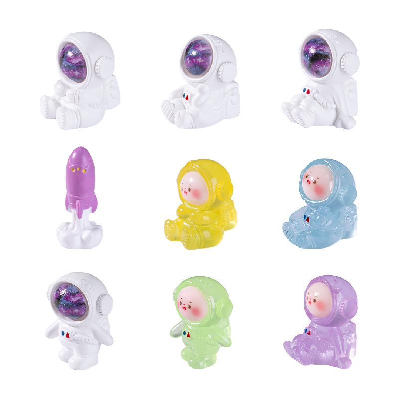 微景观创意夜光太空宇航员火箭公仔 DIY装饰品盲袋配件迷你小摆件