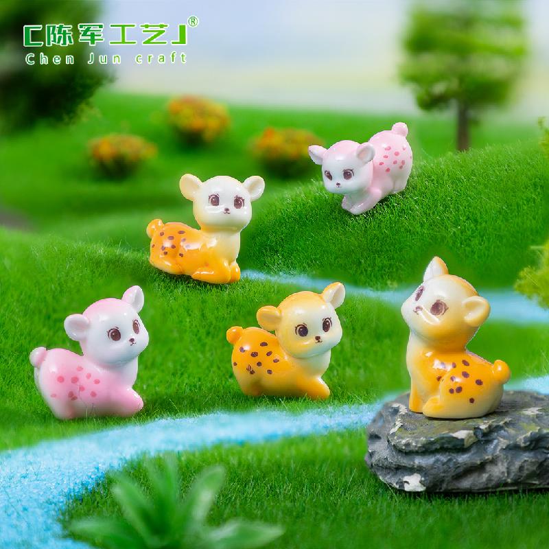 微景观创意如意鹿鹿公仔园艺造景 DIY装饰品挂配件迷你树脂小摆件