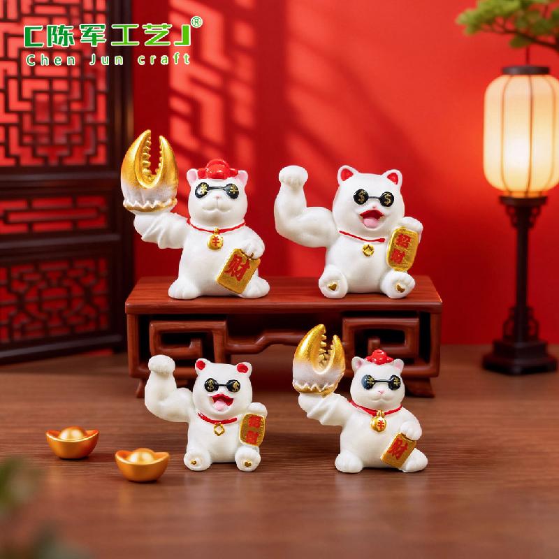 Tiểu cảnh mèo chiêu tài mini trang trí bàn và xe DIY (ZC-1217)
