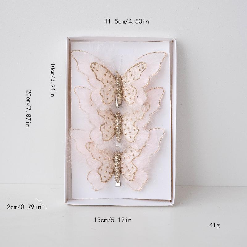 Trang trí Giáng Sinh hình bướm hai lớp kim tuyến, phụ kiện cây thông Noel, đồ treo Noel đẹp và sang trọng