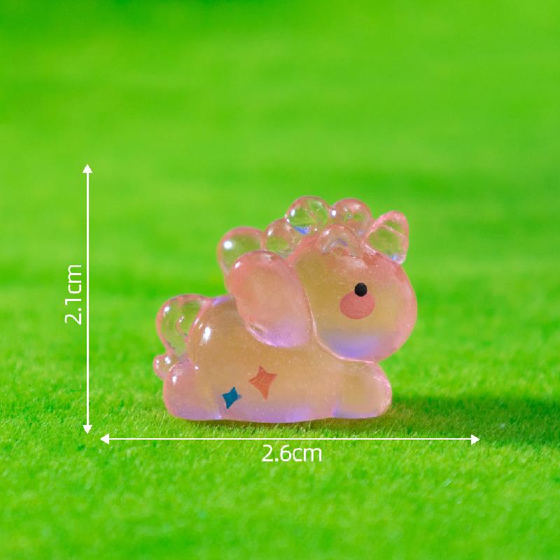 跨境新品微景观创意夜光趴趴独角兽公仔 DIY装饰品配件迷你小摆件