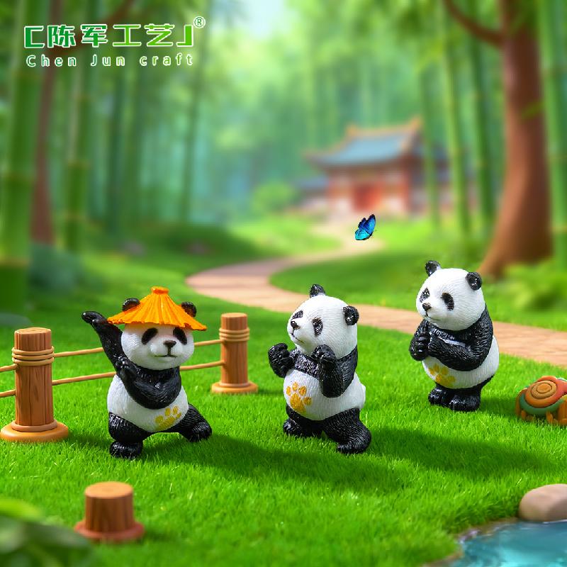 Tiểu cảnh gấu trúc võ thuật, phụ kiện trang trí chậu cây (ZC-298)