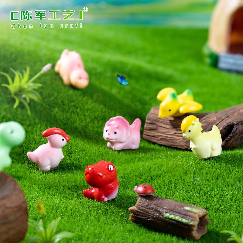 跨境新品微景观创意三角龙剑龙多彩恐龙 DIY装饰品配件迷你小摆件