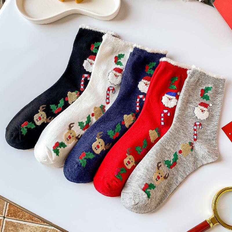 Tất Giáng Sinh nữ: tất Santa, tất tuần lộc, tất cao cổ, thời trang mùa thu đông, sản phẩm mới từ Zhuji.